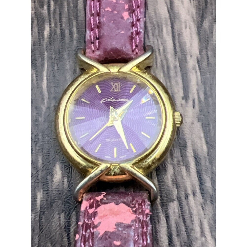 CHANTILLY Women’s Antique Purple Watch With Gold Tone Case Working Needs a Band
